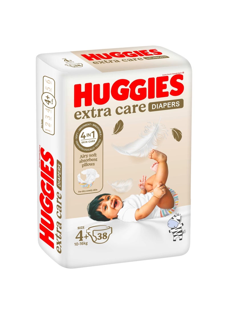 HUGGIES Extra Care, Size 4+, 10 -16 kg, Value Pack, 38 Diapers  - Image 1