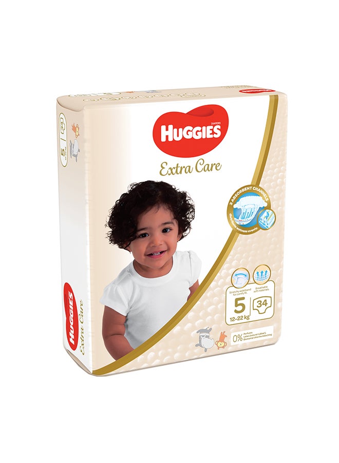 Huggies - Extra Care, Size 5, 12 -22 kg, Value Pack, 34 Diapers - Image 1
