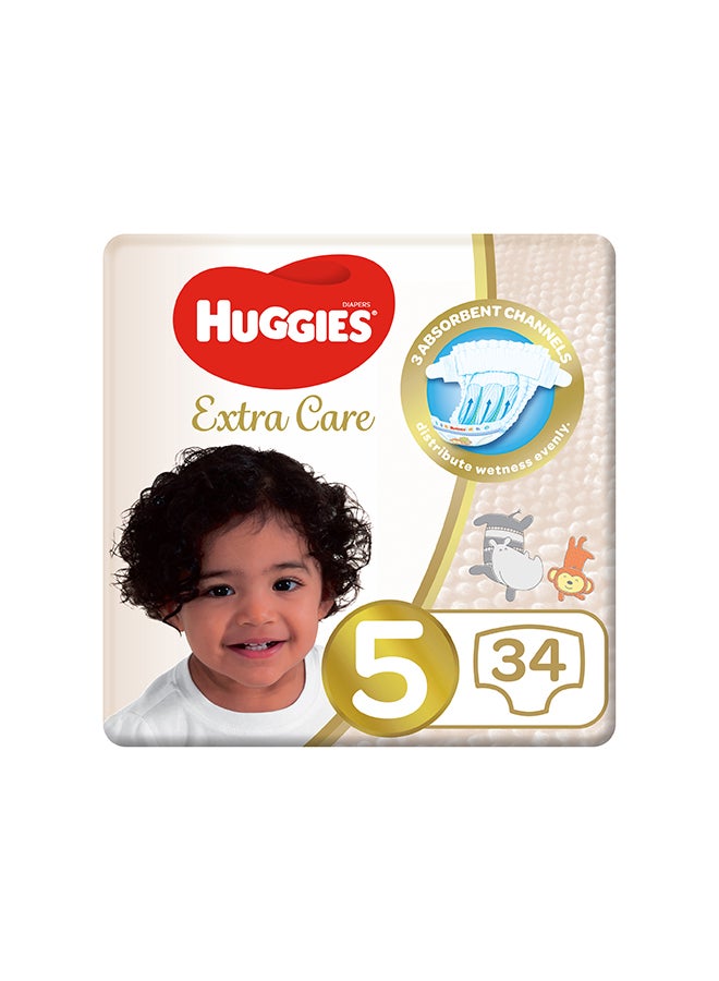 Huggies - Extra Care, Size 5, 12 -22 kg, Value Pack, 34 Diapers - Image 1