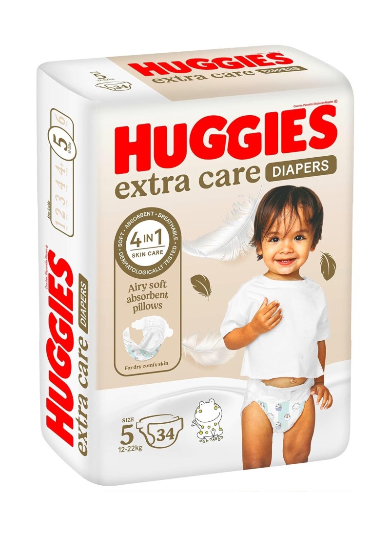 HUGGIES Extra Care, Size 5, 12 -22 kg, Value Pack, 34 Diapers - Image 1