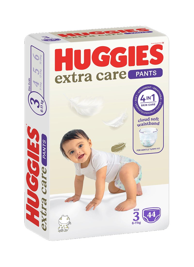 هجيز حفاضات الأطفال كيلوت إكسترا كير، مقاس 3، 6 - 11 كجم، 44 قطعة - سهلة الارتداء والخلع، كلاود سوفت كومفورت - Image 1