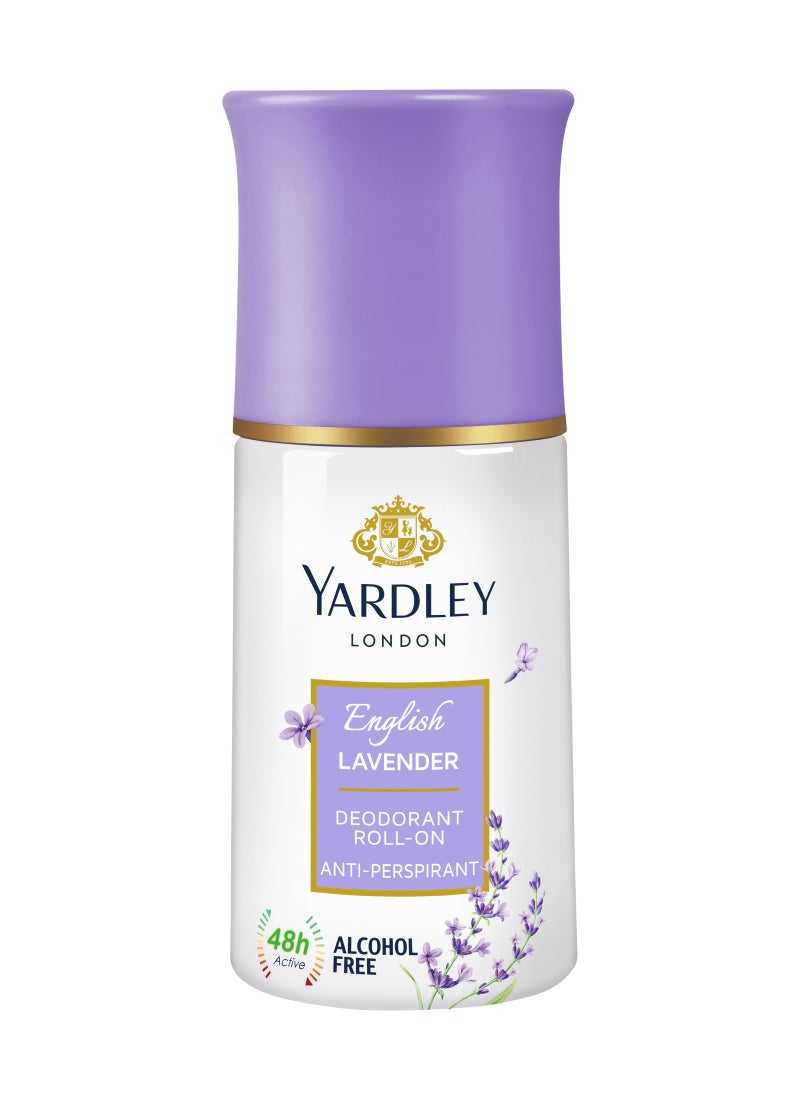 Yardley English Lavender Talc Roll-On Deodorant 50ml - Image 1