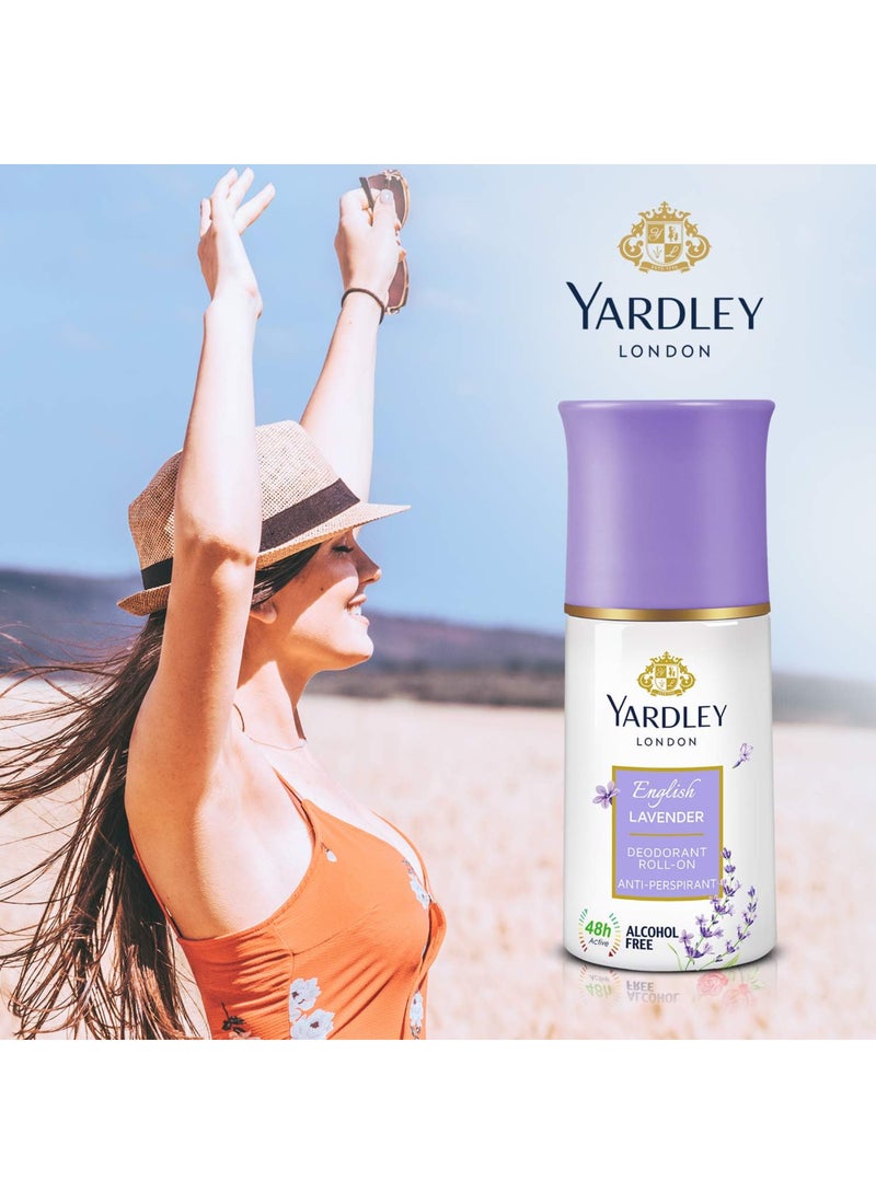 Yardley English Lavender Talc Roll-On Deodorant 50ml - Image 2