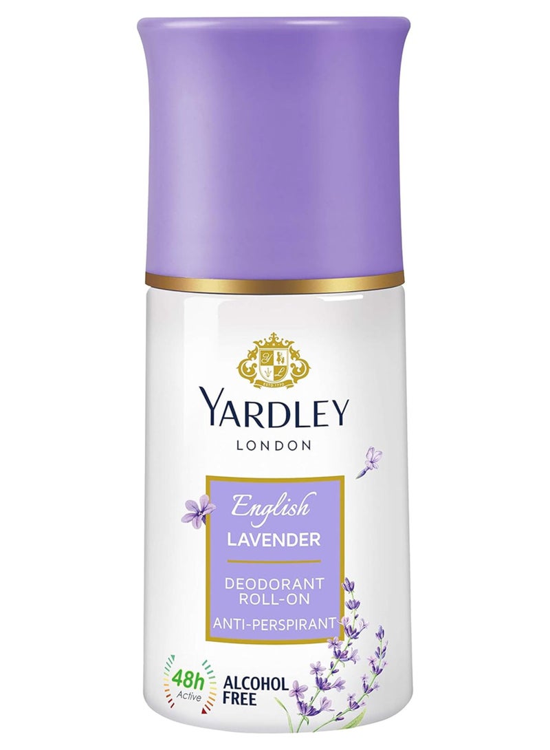 Yardley English Lavender Talc Roll-On Deodorant 50ml - Image 1