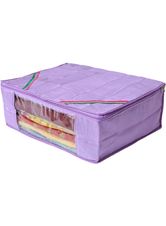 Kuber Industries Raw Silk Saree Cover Wardrobe Organizer Purple  - Image 2