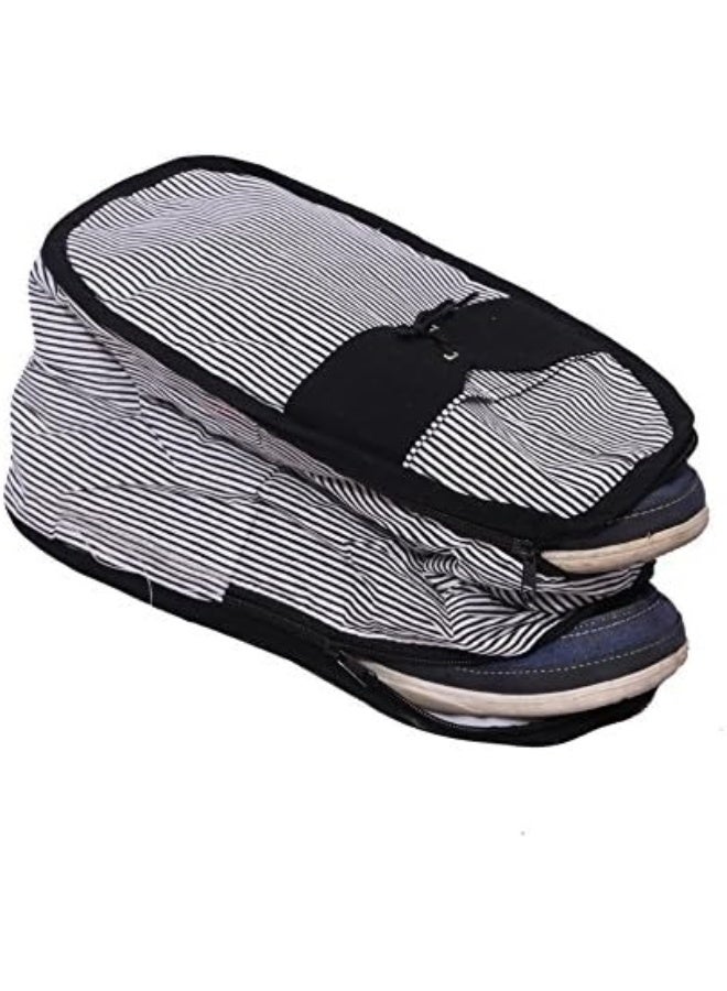 Kuber Industries 2 Piece Heavy Quilted Cotton Shoe Cover Set Black/White  - Image 2