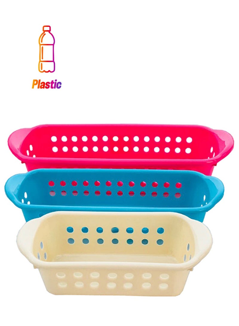 Kuber Industries Rectangular Basket Storage Box/Organizer/Container Kitchen Bedroom Bathroom Office - Pack of 3 (Large+Medium+Small) in Assorted colors PL18 Multicolour Standardcm 