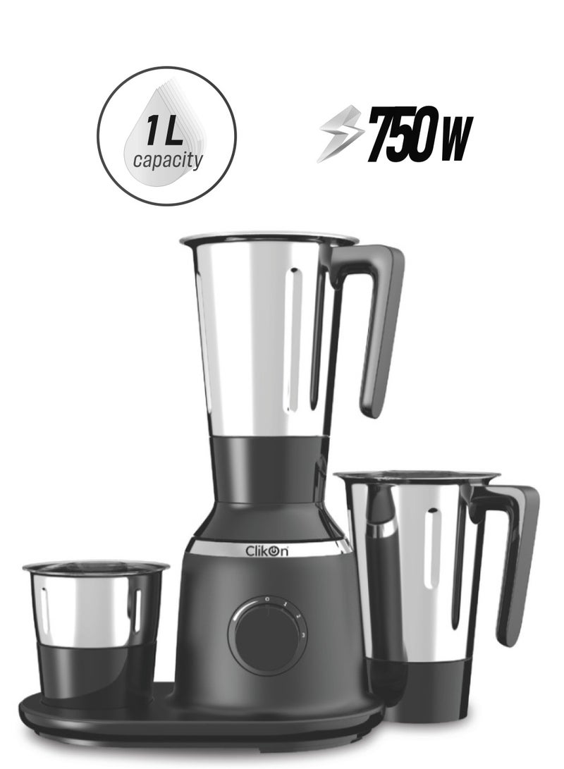 Clikon 3-Piece Electric Blender 1 L 750 W YTRE987660 Black/Silver - Image 1