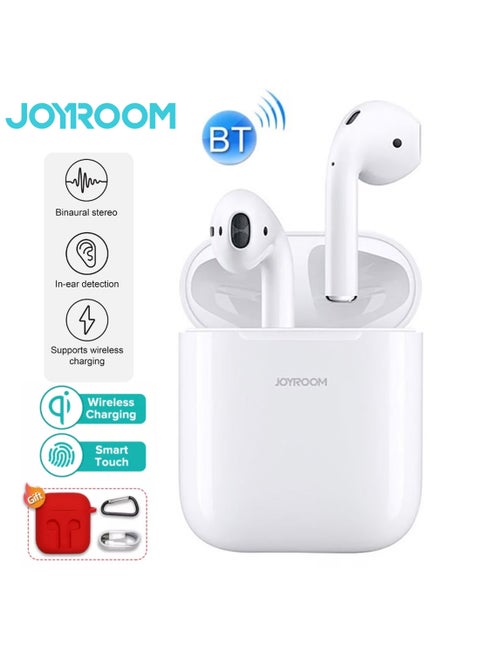 JR-T03S TWS Semi In-Ear Earphones Wireless Earbuds And Equipped With Anti-Fingerprint Silicon Case With Power Box Standard Version White