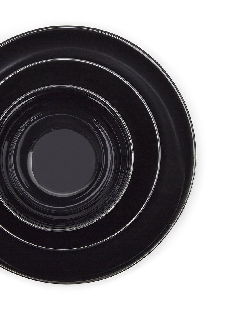 Noon East 18-Piece Stoneware Dinner Set Plates, Dishes, Bowls, Serves 6 Black - Image 3