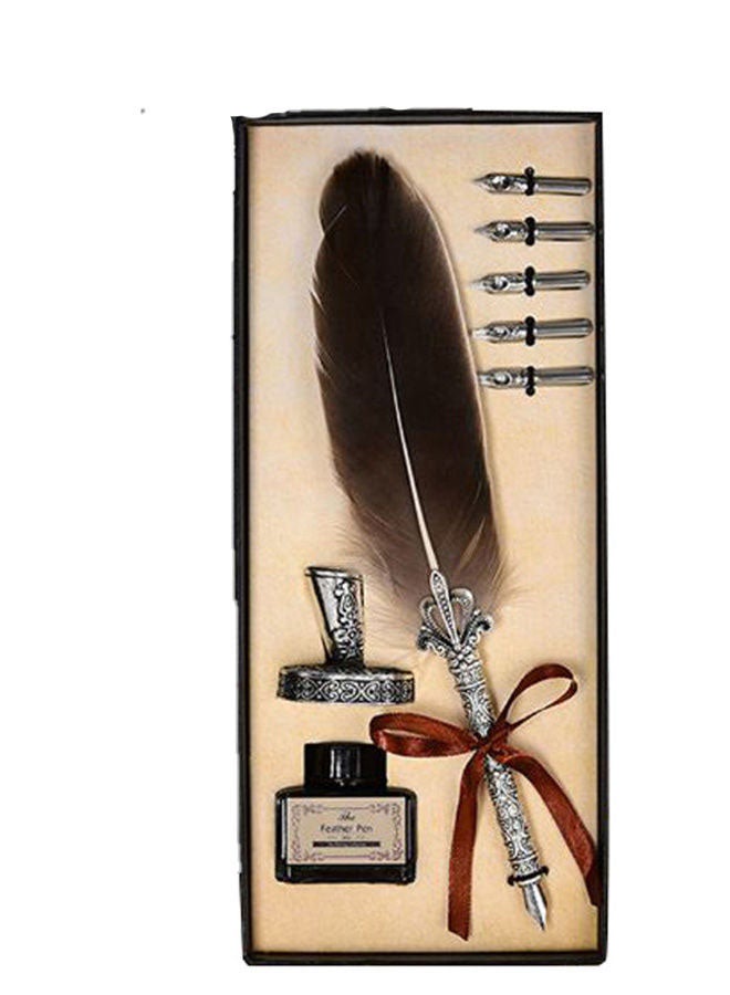 Vintage Feather Quill Dip Ink Pen Set Multicolour - Image 2