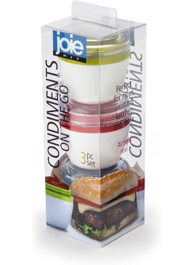 joie - 3-Piece Condiments On The Go Green/Red/Blue 2x2x2inch - Image 1