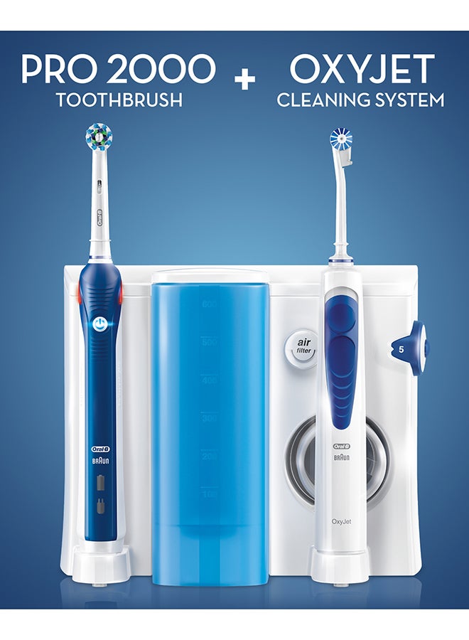 Oral-B Water Flosser Oxyjet Cleaning System + Pro 2000 Toothbrush, Removes up to 100% More Plaque, 1 Set White/Blue - Image 2