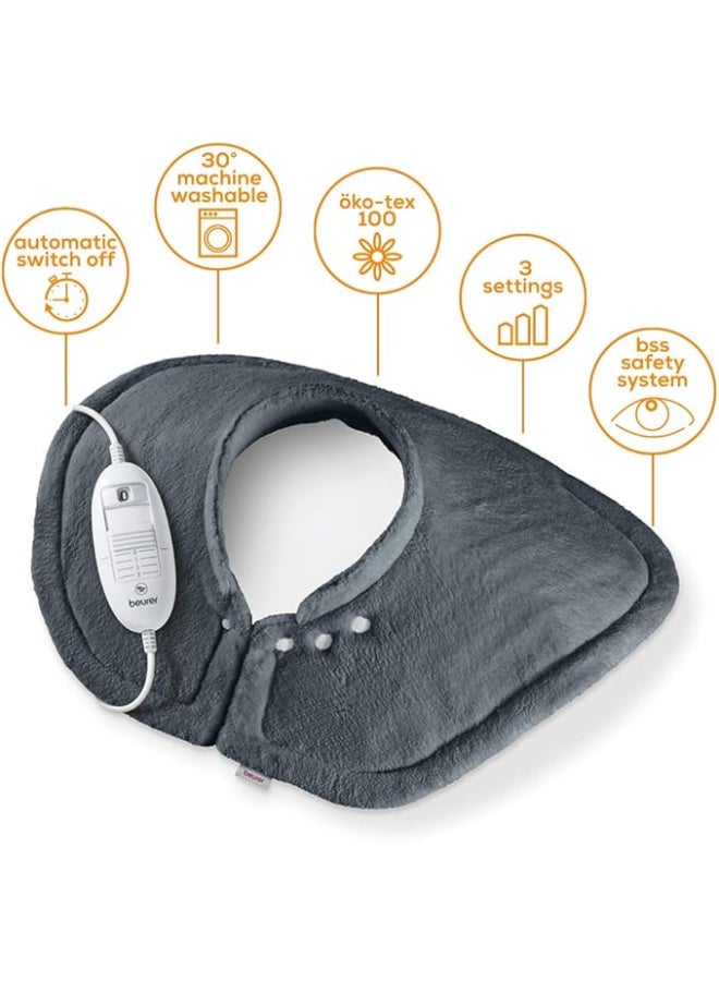 Beurer Hk54 Cosy Neck And Shoulder Heat Pad - Grey | Wraps Around Your Shoulders For Comforting Warmth | Ease Tension And Relax Muscles | 3 Temperature Settings | Machine Washable - Image 3