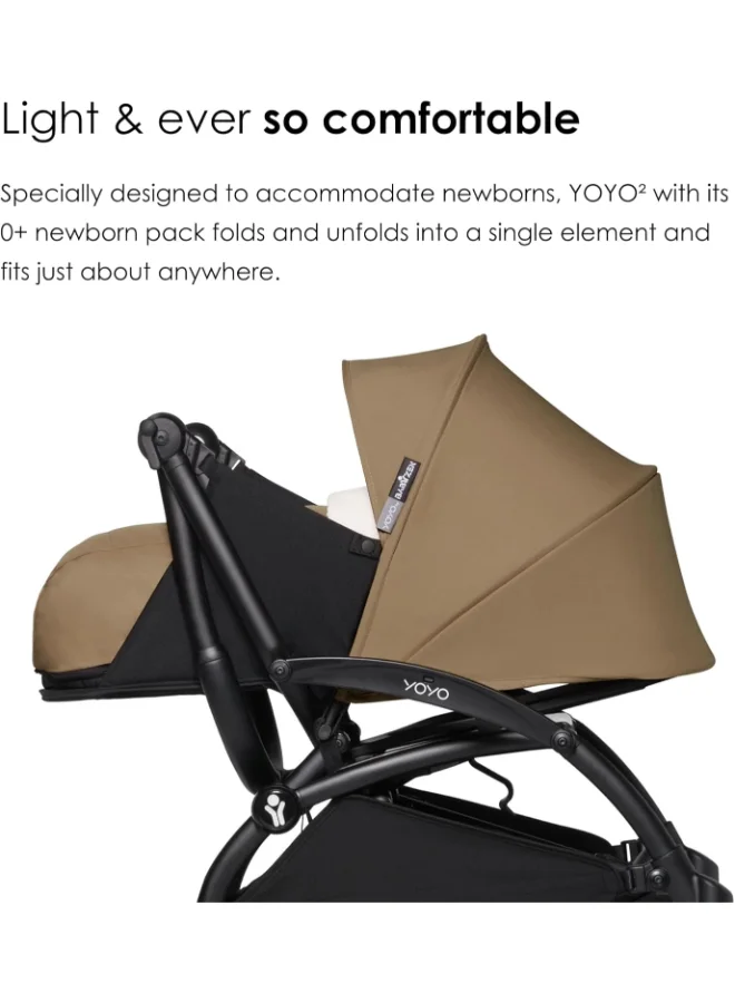 BABYZEN Yoyo2 Complete Baby Stroller Includes Toffee 0+ Newborn Pack, Black Frame And Toffee 6+ Colour Pack Suitable For Children Up To 22 Kg
