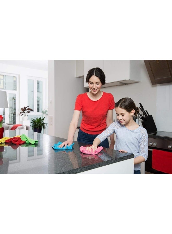 فيليدا قماش من الألياف الدقيقة، ماص، صحي، متعدد الاستخدامات، متين وقابل للغسل 30 × 30 سم - 4 قطع متعدد الألوان متعدد الألوان 30x30 cm - Image 5