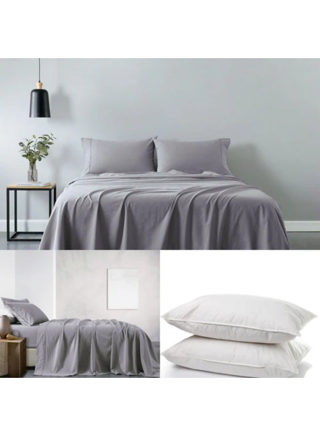 Kingtex 2-Piece Single Cord Pillow With Piping Cotton White 50x70cm  - Image 3