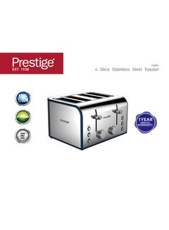 Prestige Stainless Steel Toaster | 4 Slice | Extra Wide Slots for Toasting Bagels, Breads, Waffles & More 1600 W PR54904 Silver/Black  - Image 2