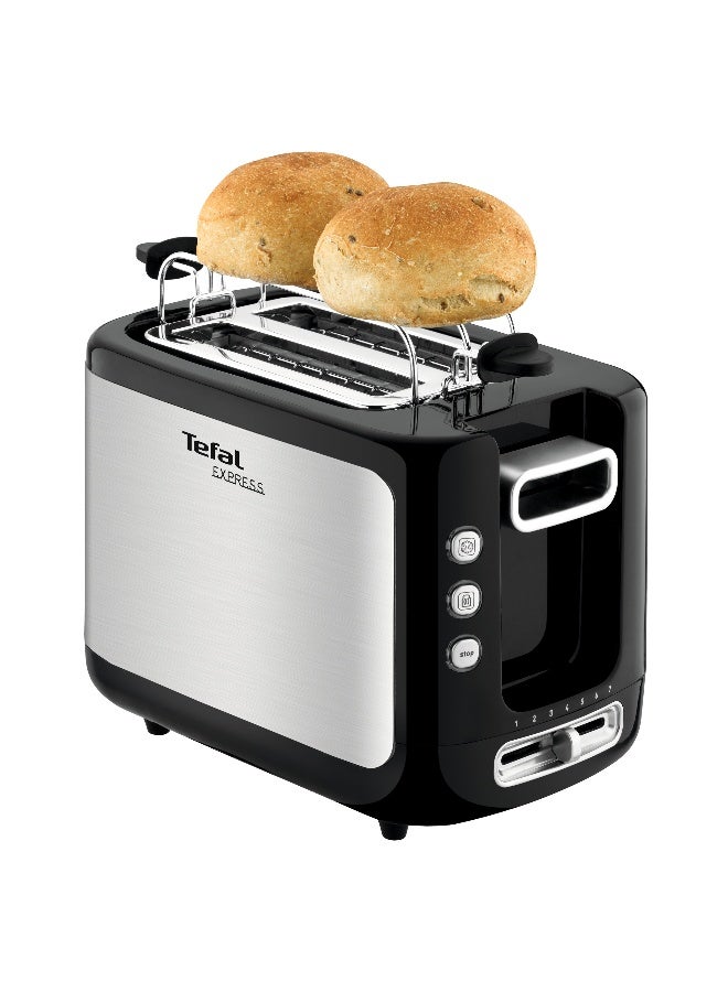 Tefal Toaster | Express | 2 slots | 7 Levels of Toasting | Defrost Function | Bin Warmer Accessory | Stainless steel | 2 Years Warranty 850 W TT365027 Black / stainless steel - Image 3