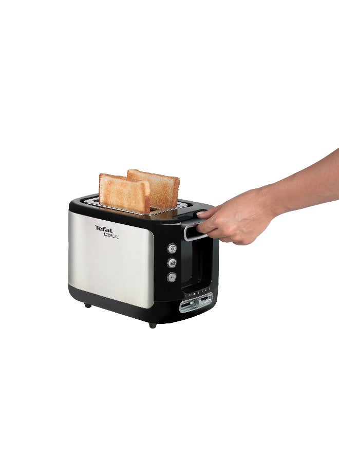 Tefal Toaster | Express | 2 slots | 7 Levels of Toasting | Defrost Function | Bin Warmer Accessory | Stainless steel | 2 Years Warranty 850 W TT365027 Black / stainless steel - Image 4
