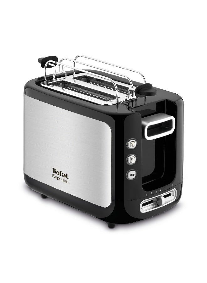 Tefal Toaster | Express | 2 slots | 7 Levels of Toasting | Defrost Function | Bin Warmer Accessory | Stainless steel | 2 Years Warranty 850 W TT365027 Black / stainless steel - Image 1