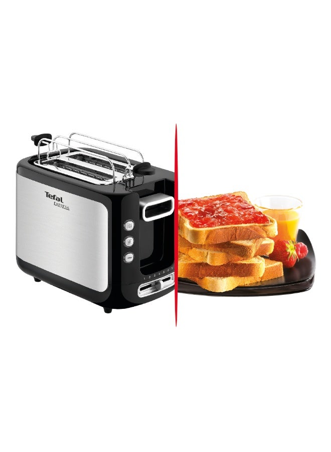 Tefal Toaster | Express | 2 slots | 7 Levels of Toasting | Defrost Function | Bin Warmer Accessory | Stainless steel | 2 Years Warranty 850 W TT365027 Black / stainless steel - Image 2