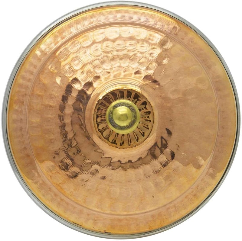 راج وعاء تقديم من النحاس مع غطاء ذهبي 21سم - Image 3