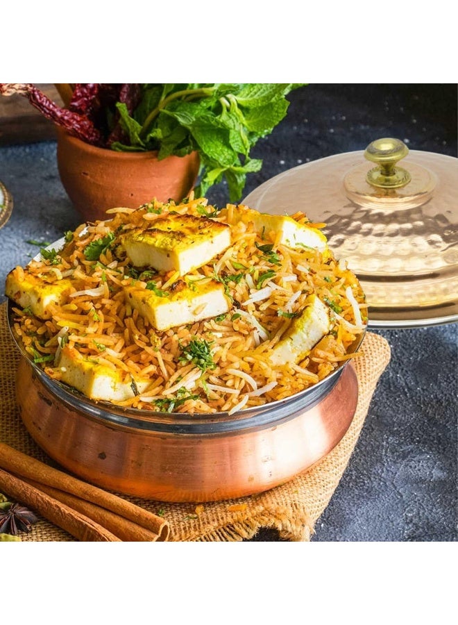 راج وعاء تقديم من النحاس مع غطاء ذهبي 21سم - Image 5