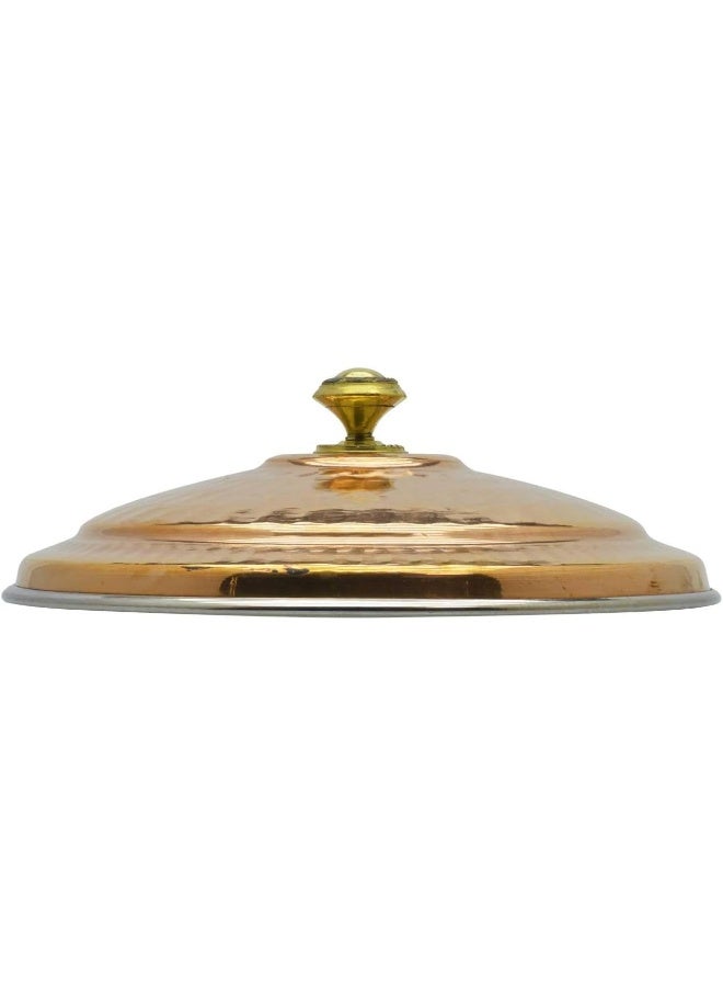 راج وعاء تقديم من النحاس مع غطاء ذهبي 21سم - Image 2