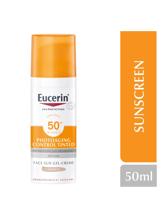 Eucerin Face Sunscreen Photoaging Control Tinted Anti-Age Sun Gel-Cream Suitable As Make-Up Base Orange 50ml  - Image 1