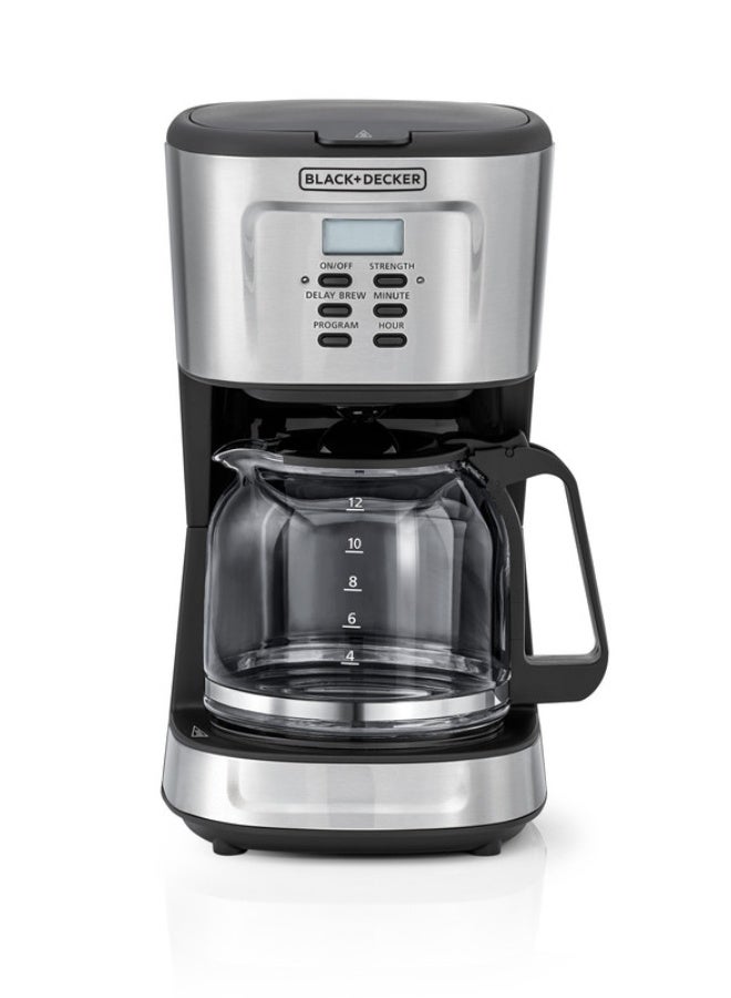 BLACK+DECKER 12-Cup Coffee Maker, Programmable Drip Coffee Machine, 1.5L Glass Carafe, 24-Hour Timer, Keep Warm Function, LCD Display, Auto Shut-Off, Boil Dry Protection, 1.5 L 900 W DCM85-B5 Black/Silver - Image 3