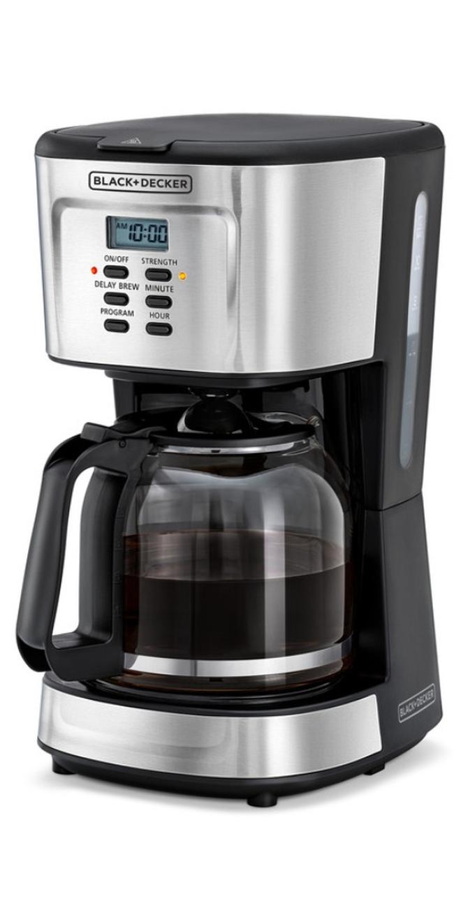 BLACK+DECKER 12-Cup Coffee Maker, Programmable Drip Coffee Machine, 1.5L Glass Carafe, 24-Hour Timer, Keep Warm Function, LCD Display, Auto Shut-Off, Boil Dry Protection, 1.5 L 900 W DCM85-B5 Black/Silver - Image 1