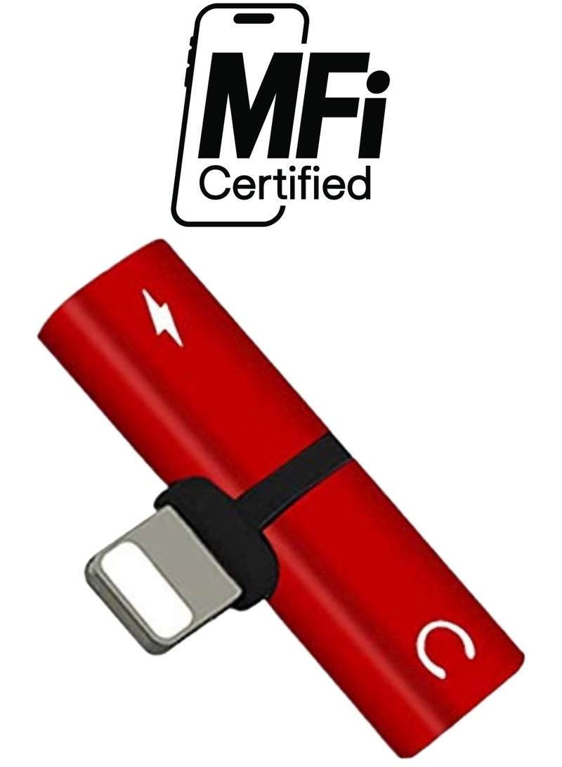 Generic - Dual Adapter Splitter For Apple iPhone X/10/7/8 Plus Red/Black - Image 1