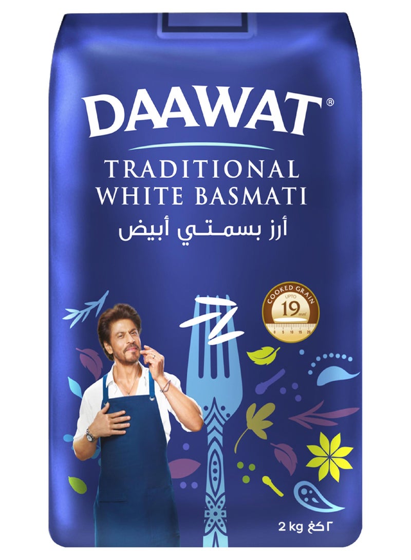 Daawat Traditional White Indian Basmati Rice 2kg - Image 1