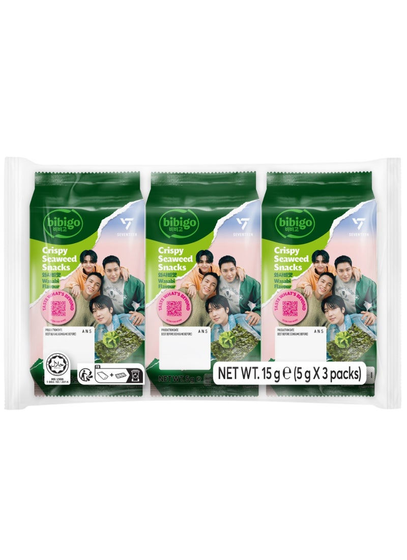 Bibigo Crispy Seaweed Snacks 5grams Pack of 3 - Image 1