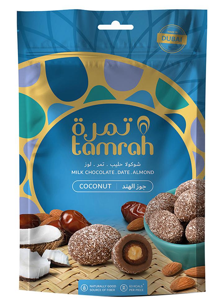 تمرة تمر محشو باللوز ومغطى بالشوكولاتة وجوز الهند 100جرام - Image 1