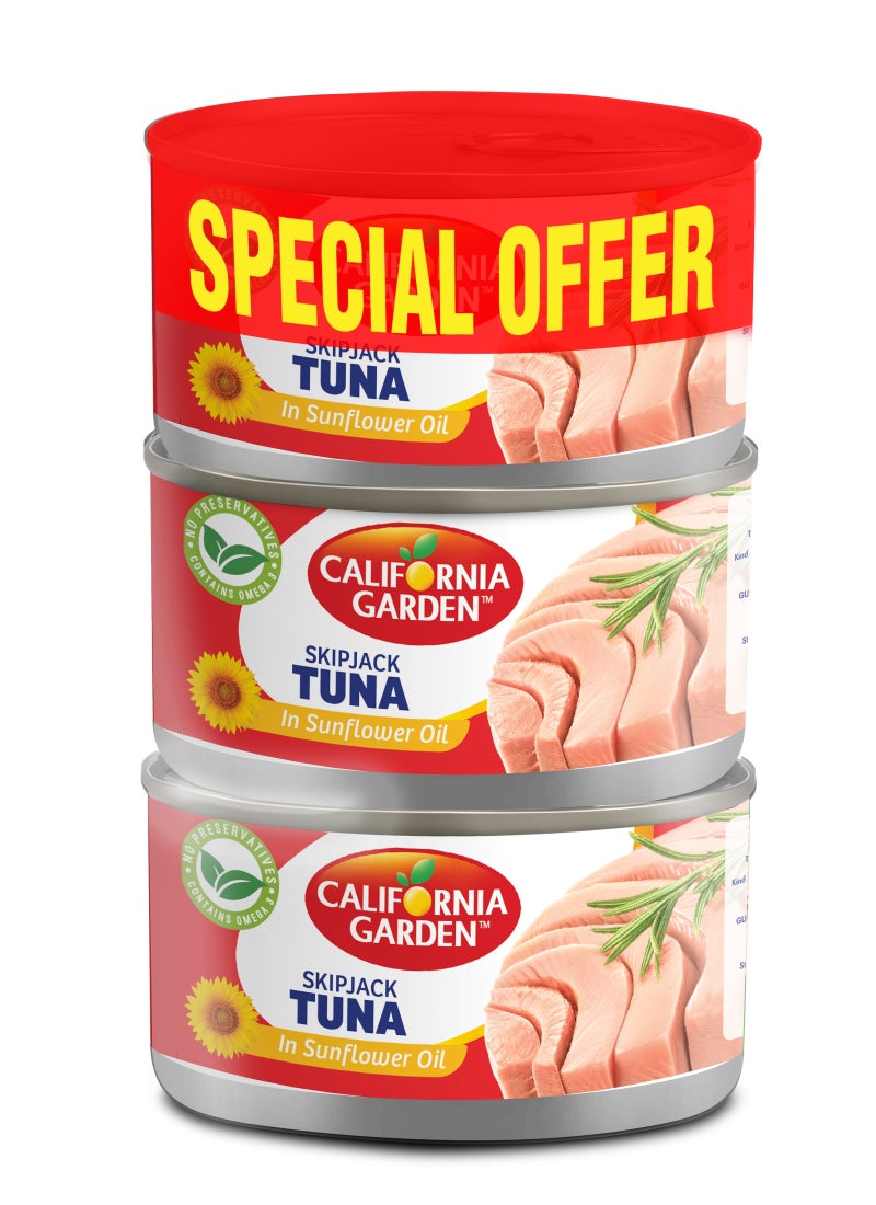 California Garden Solid Skipjack Tuna In Sunflower Oil 3 Piece 170grams - Image 1