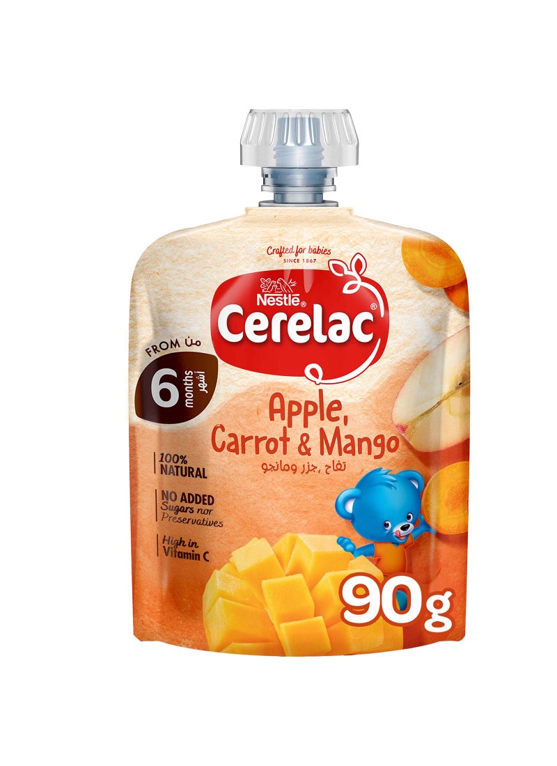 Cerelac Cerelac Fruits And Vegetables Puree Pouch Apple Carrot Mango 90grams  - Image 1