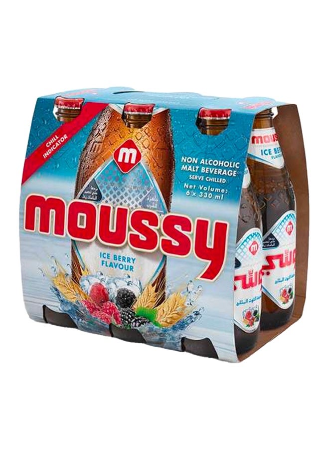 Moussy Non Alcoholic Malt Beverage Ice Berry Flavour, 330ml × 6 Pack of 6