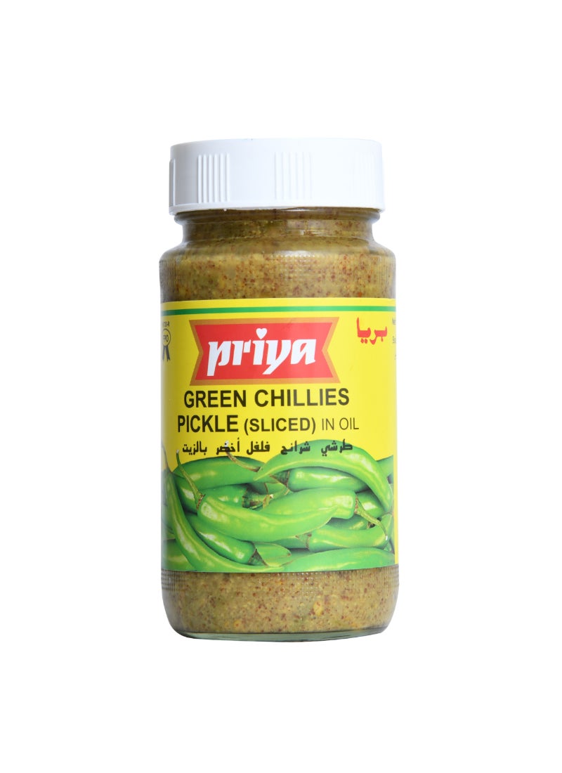 Priya Green Chilli (Sliced) Pickle In Oil 300grams  - Image 1