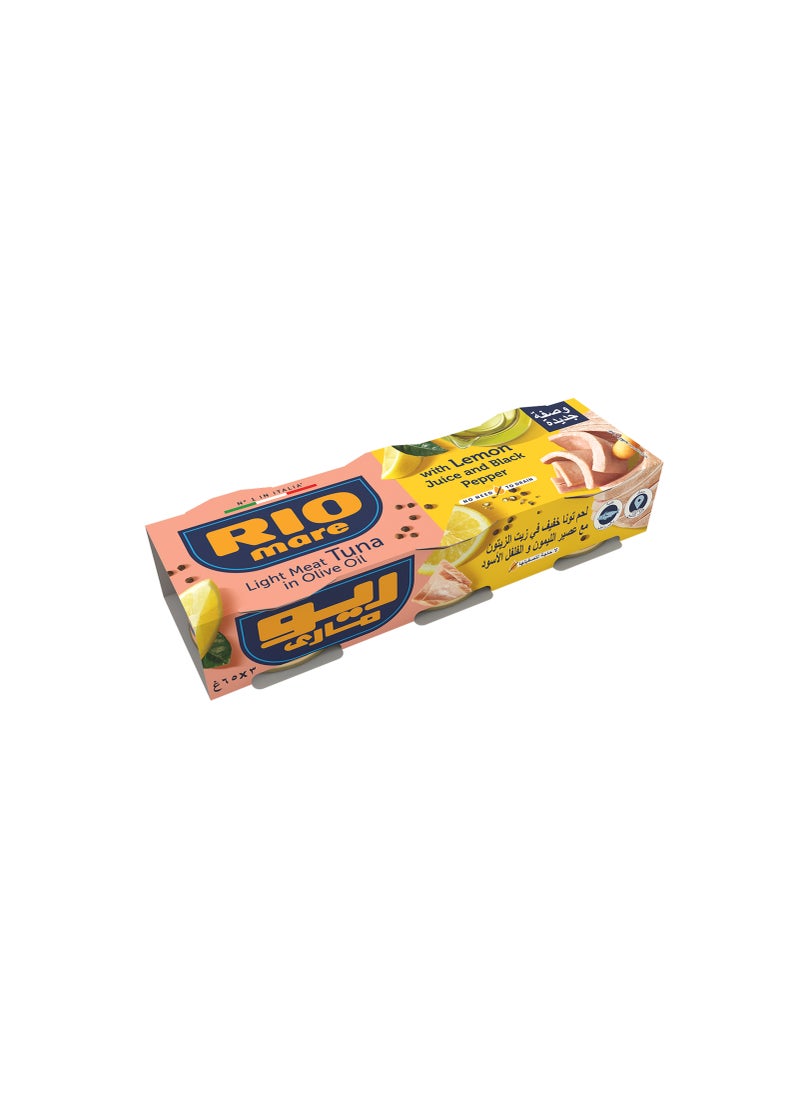 Rio Mare Light Meat Tuna In Olive Oil With Lemon And Black Pepper 80grams Pack of 3 - Image 3