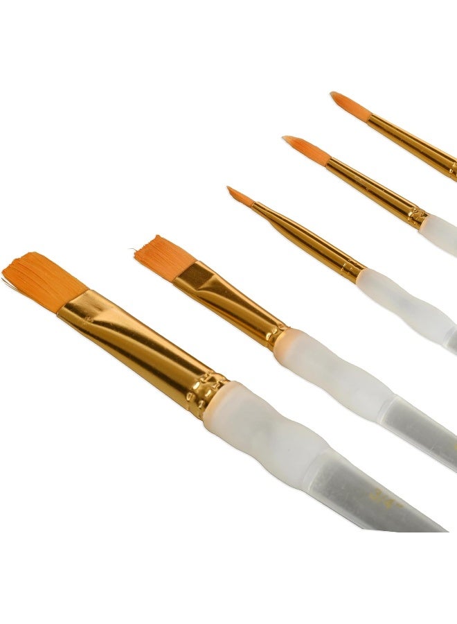 Artmate Artist Brushes Set - 2 Round & 3 Flat Paint Brushes Orange Brass - Image 2