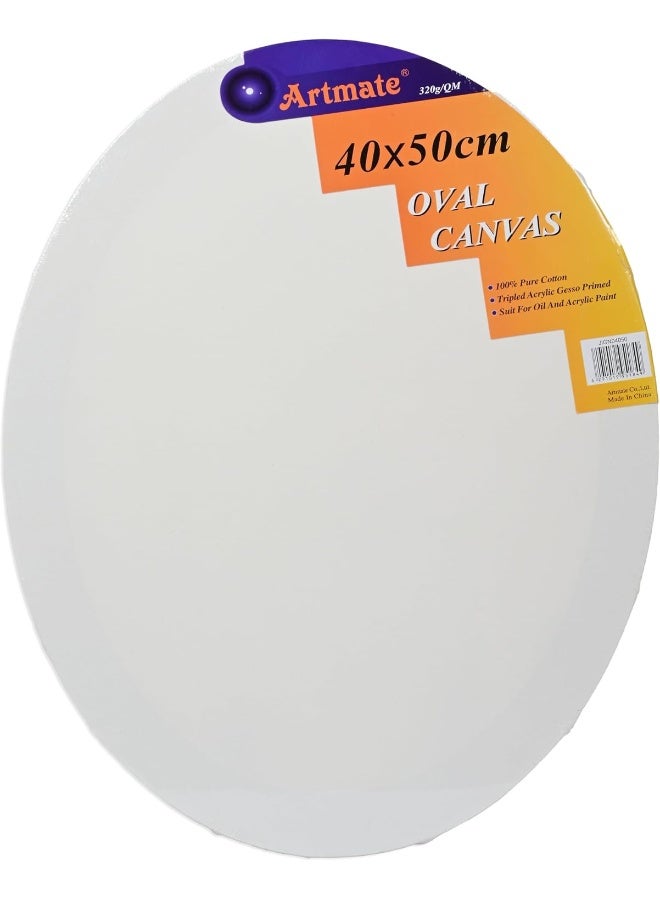 ARTMATE® Oval Artist Canvas, 40x50cm, 320gsm, Cotton, Tripled Acrylic Gesso Primed white - Image 1