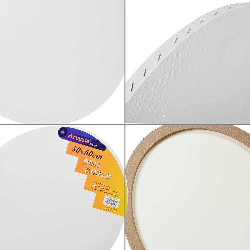 Artmate Oval Shape Canvas, 50x60cm - 100% Pure Cotton White - Image 5