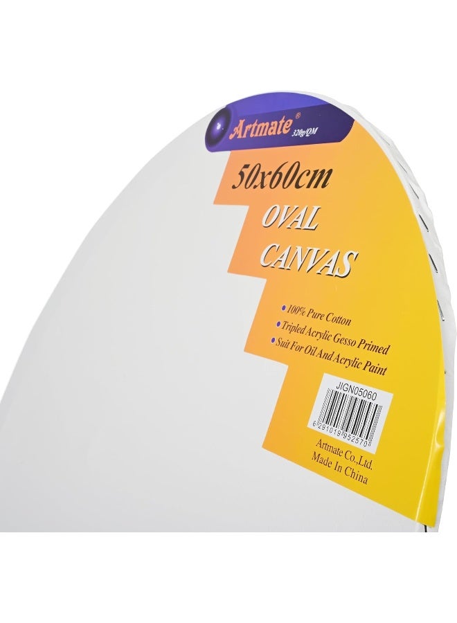 Artmate Oval Shape Canvas, 50x60cm - 100% Pure Cotton White - Image 3