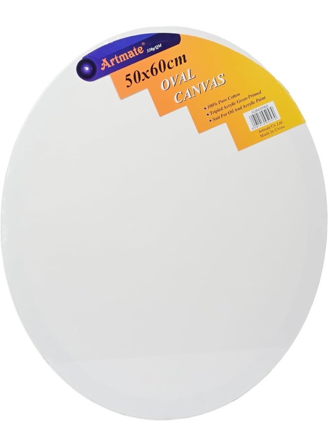 Artmate Oval Shape Canvas, 50x60cm - 100% Pure Cotton White - Image 1