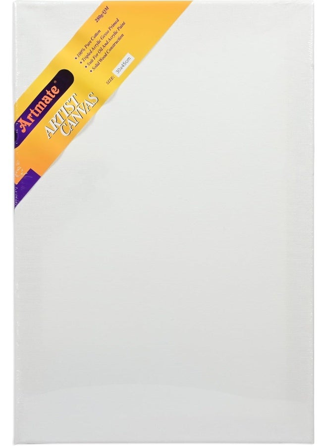 Artmate Back Stapled Stretched Canvas, 280 GSM, 30x45cm white - Image 1
