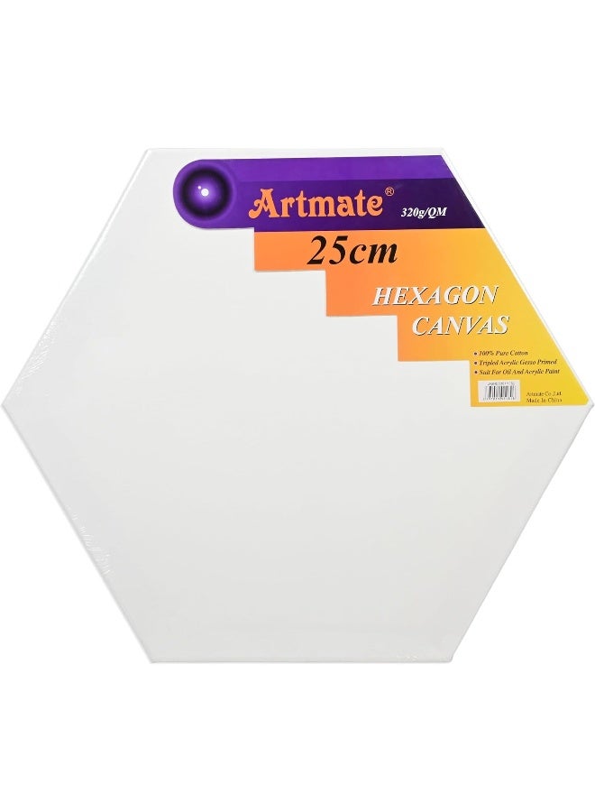Artmate Hexagon Canvas 25cm - Tripled Acrylic Gesso Primed White - Image 1