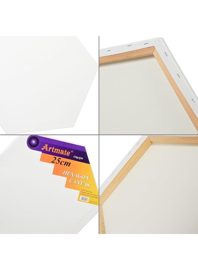 Artmate Hexagon Canvas 25cm - Tripled Acrylic Gesso Primed White - Image 3