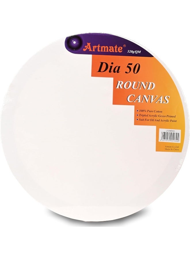 Artmate Round Shape Art Canvas, 50 cm - JIGNR50 White - Image 2